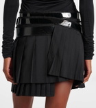 Junya Watanabe Belted pleated wool-blend miniskirt