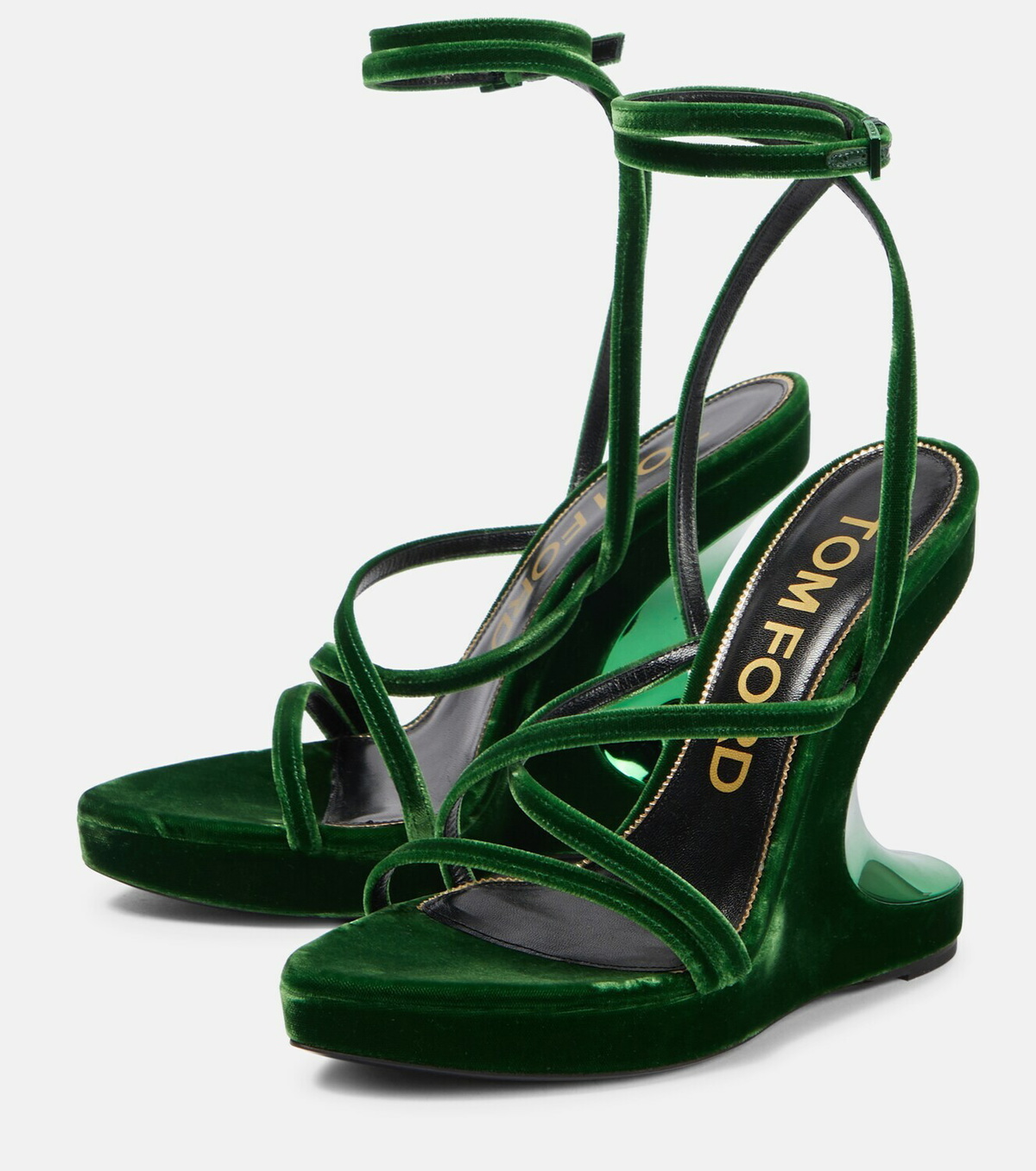 Tom Ford Velvet wedge sandals TOM FORD Tom Ford Buckley Green Velvet Messenger Pouch with Gold Hardware main image 0