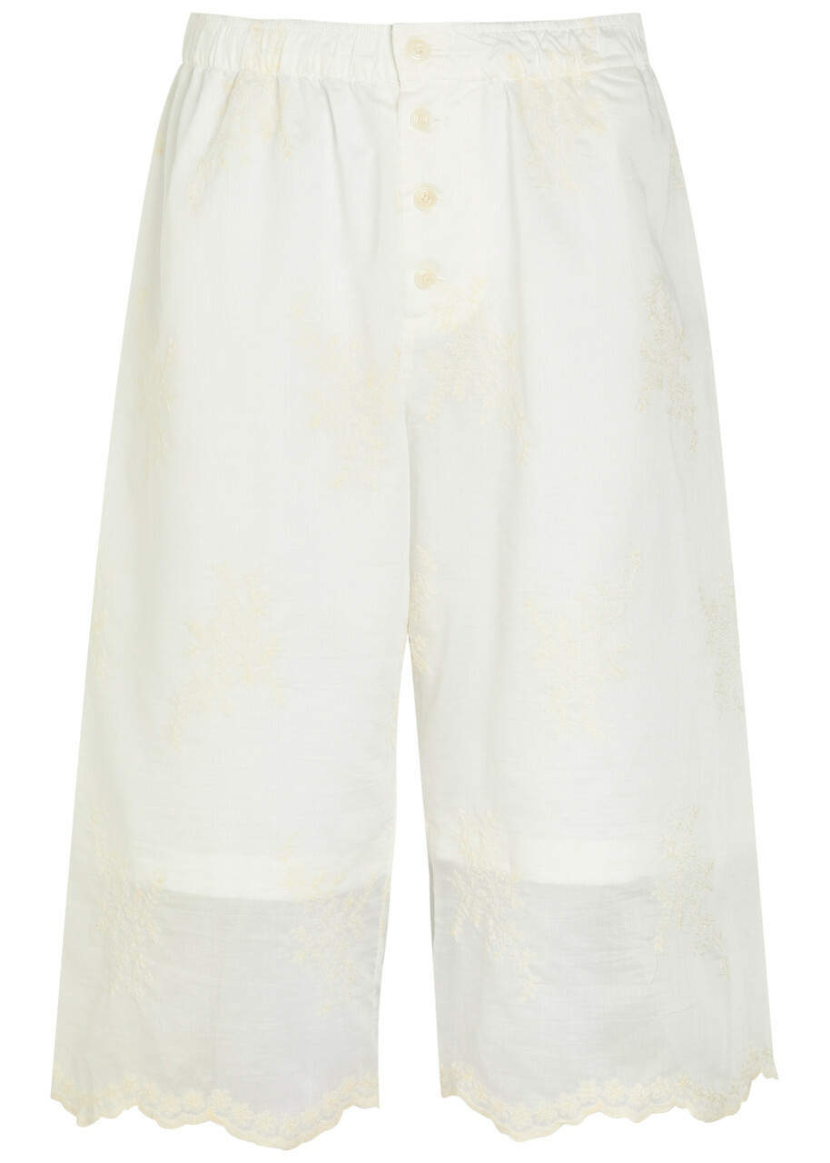 Our Legacy Frill Embroidered Woven Shorts White