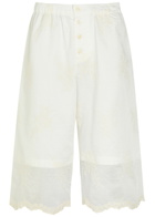 Our Legacy Frill Embroidered Woven Shorts White