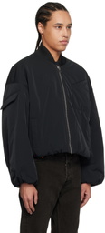 GANNI Black Twill Oversized Short Bomber Jacket