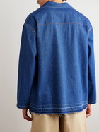 Loewe - Paula's Ibiza Leather-Trimmed Denim Overshirt - Blue