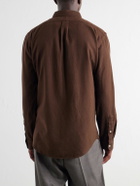 Polo Ralph Lauren - Button-Down Collar Logo-Embroidered Cotton-Flannel Shirt - Brown