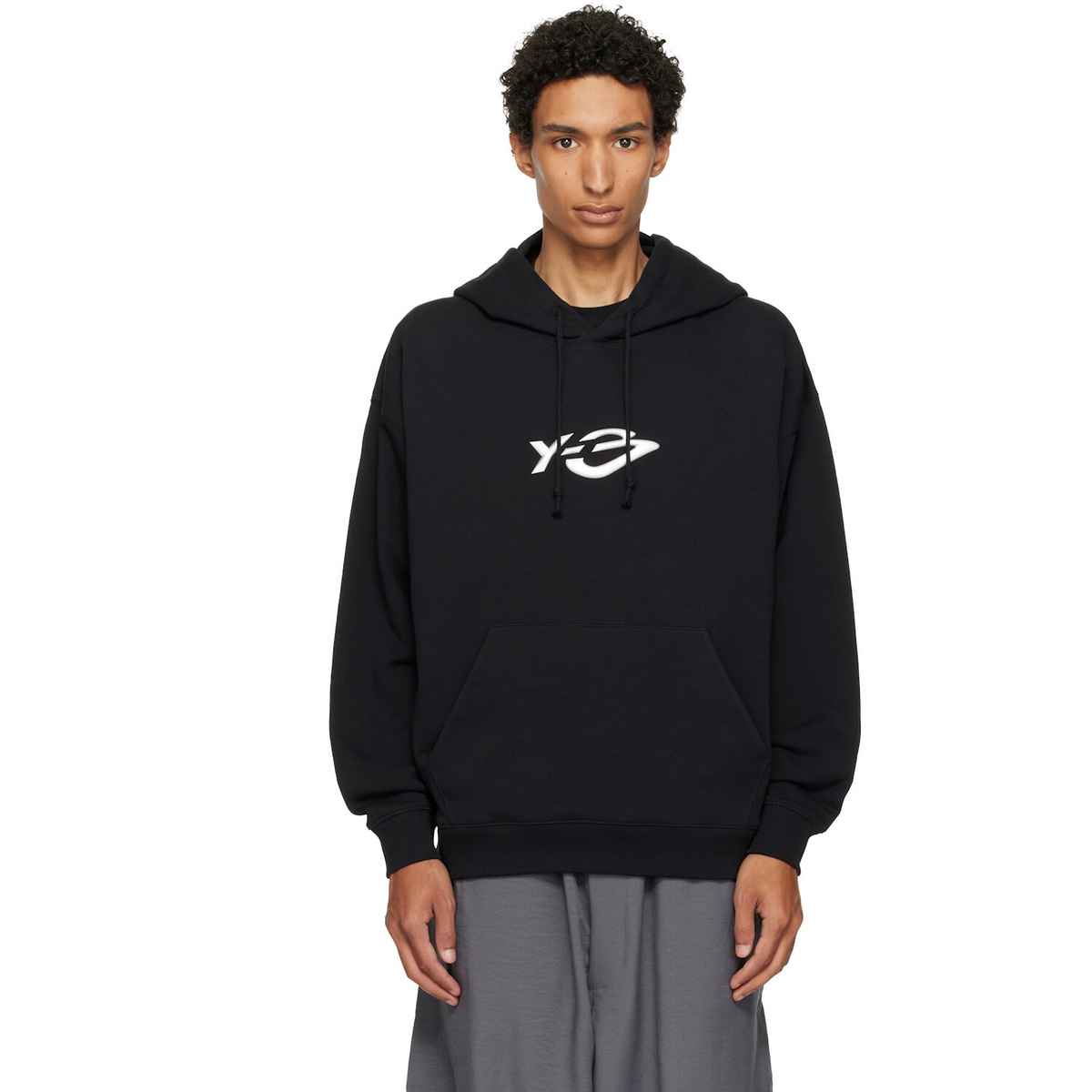 Y-3 Black Terry Liquid Logo Hoodie