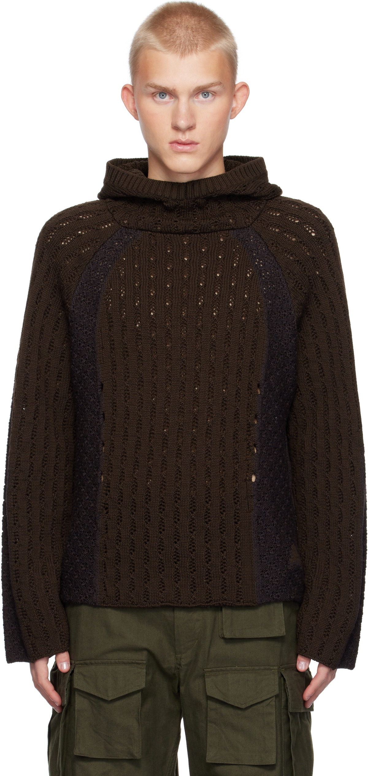 ROA Brown Flower Stitch Hoodie