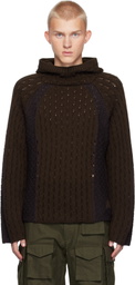 ROA Brown Flower Stitch Hoodie