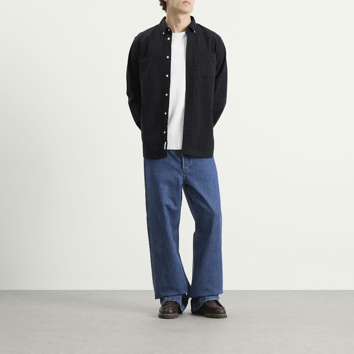 Foret Men's Creek Heavy Flannel Check Overshirt in Navy