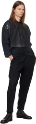 132 5. ISSEY MIYAKE Black Tucked Foil Jacket
