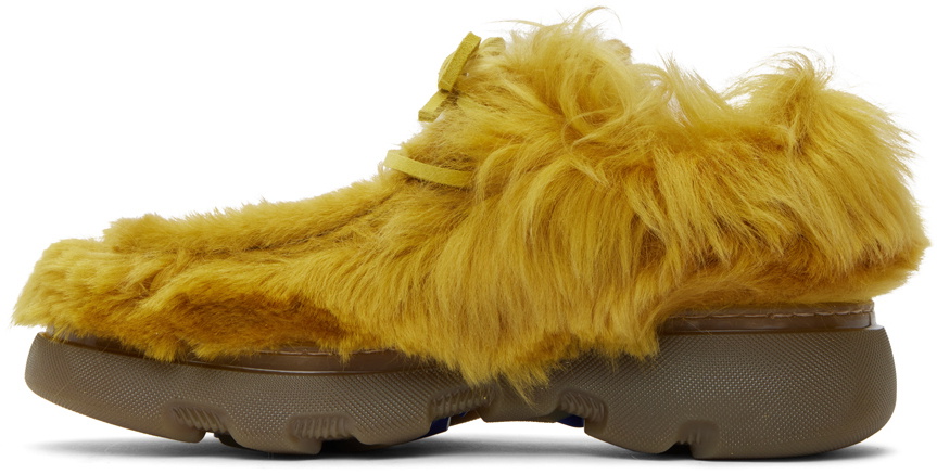 Burberry Yellow Shearling Creeper Derbys