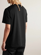 Moncler - Mesh-Trimmed Logo-Print Cotton-Jersey T-Shirt - Black