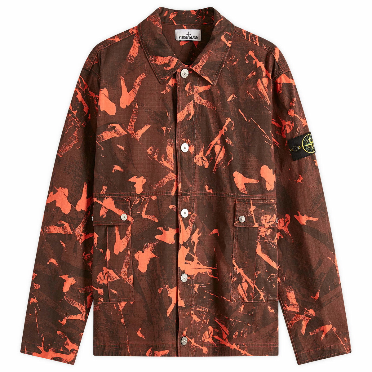 Stone Island Men's Scan Camo Ripstop-OVD Shirt Jacket in Black