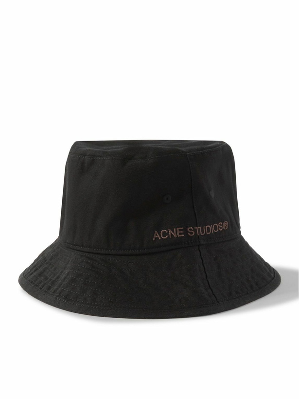 Photo: Acne Studios - Brimmo Logo-Embroidered Cotton-Twill Bucket Hat - Black