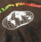 PARADISE - Love Paradise Printed Cotton-Jersey Hoodie - Brown