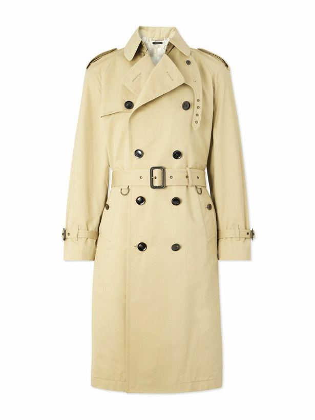 Photo: TOM FORD - Double-Breasted Cotton and Silk-Blend Trench Coat - Neutrals