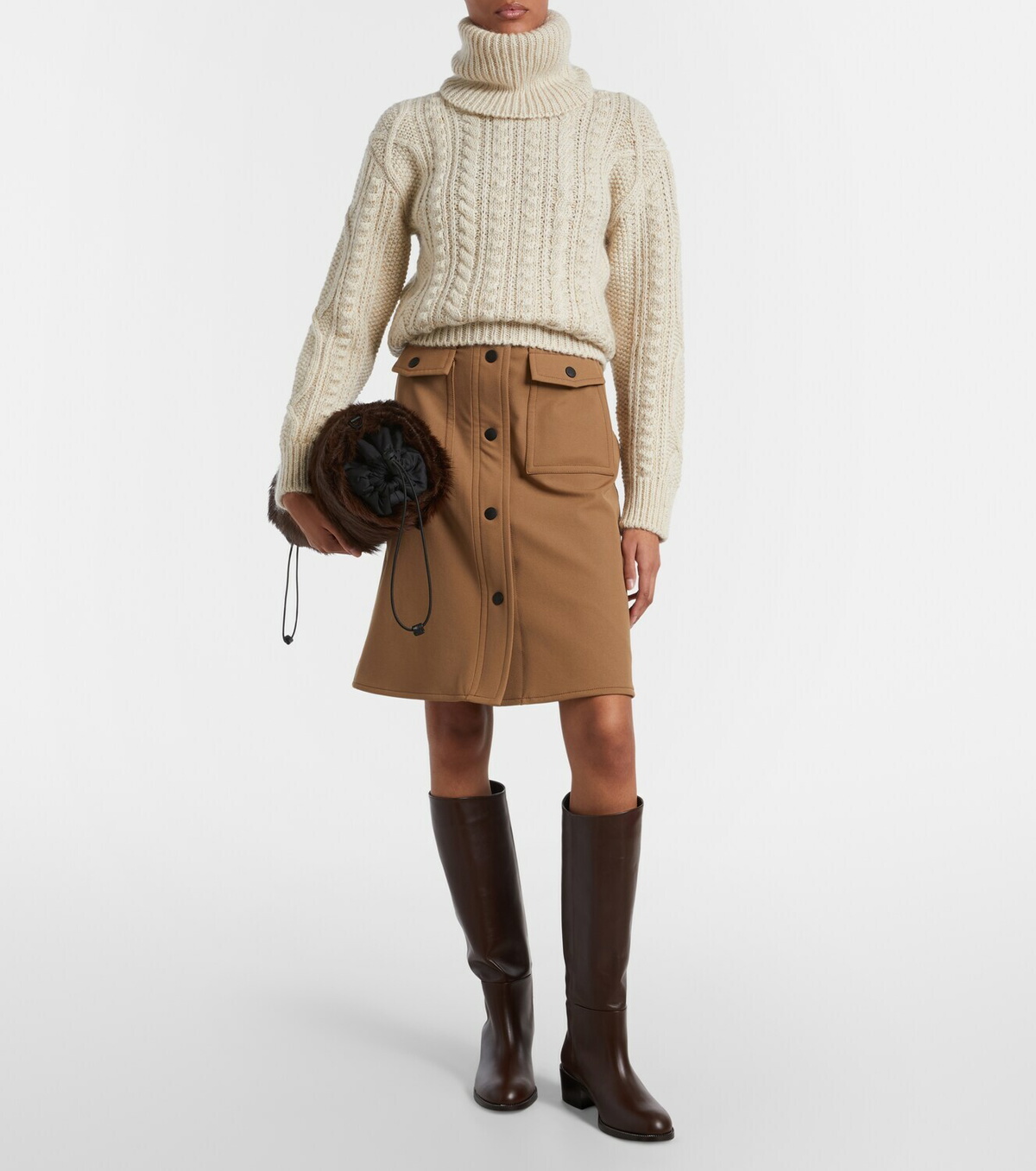 Moncler Grenoble High-rise midi skirt