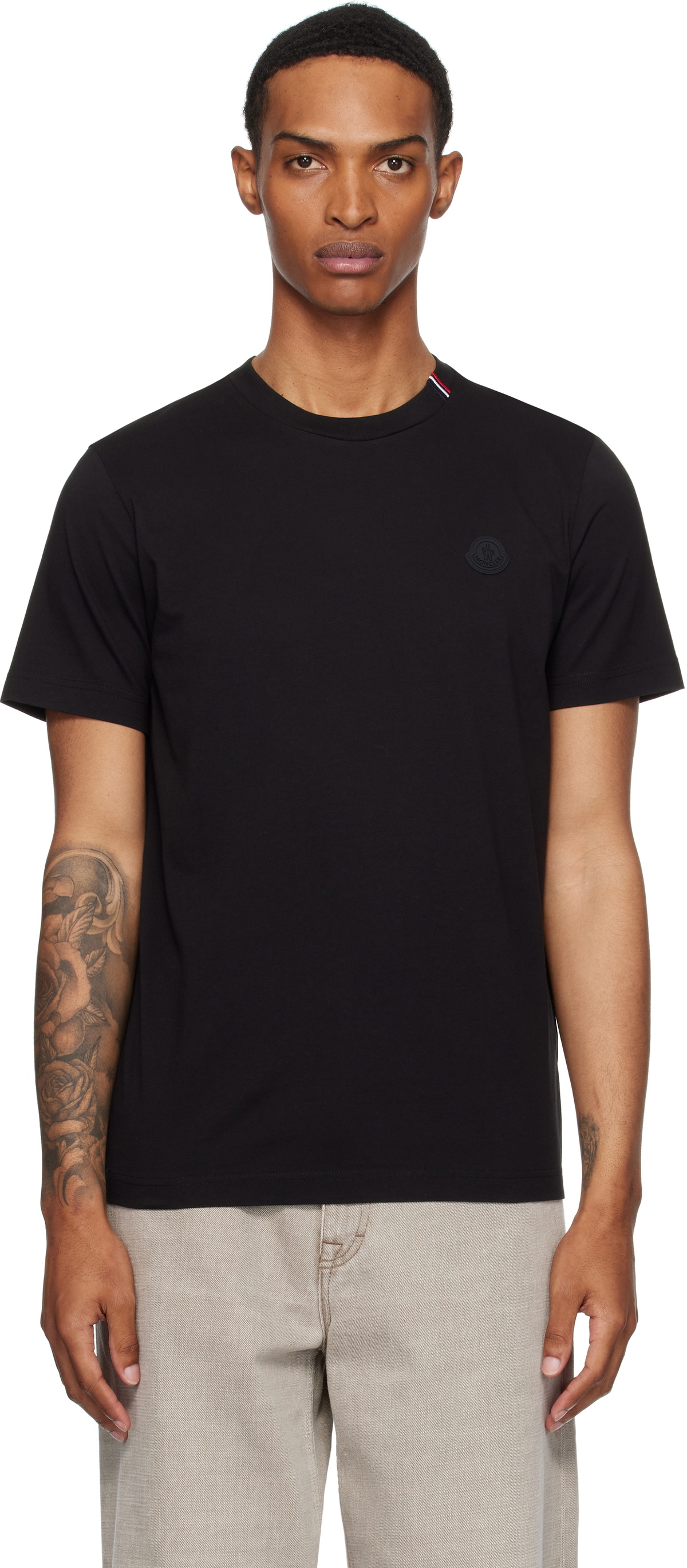 Moncler Black V-Neck T-Shirt Moncler