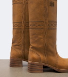 Miu Miu Embroidered leather knee-high boots