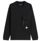 and wander Men's Heavy Cotton Longsleeve Pocket T-Shirt in Black