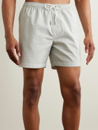 Mr P. - Straight-Leg Mid-Length Striped Seersucker Swim Shorts - Green