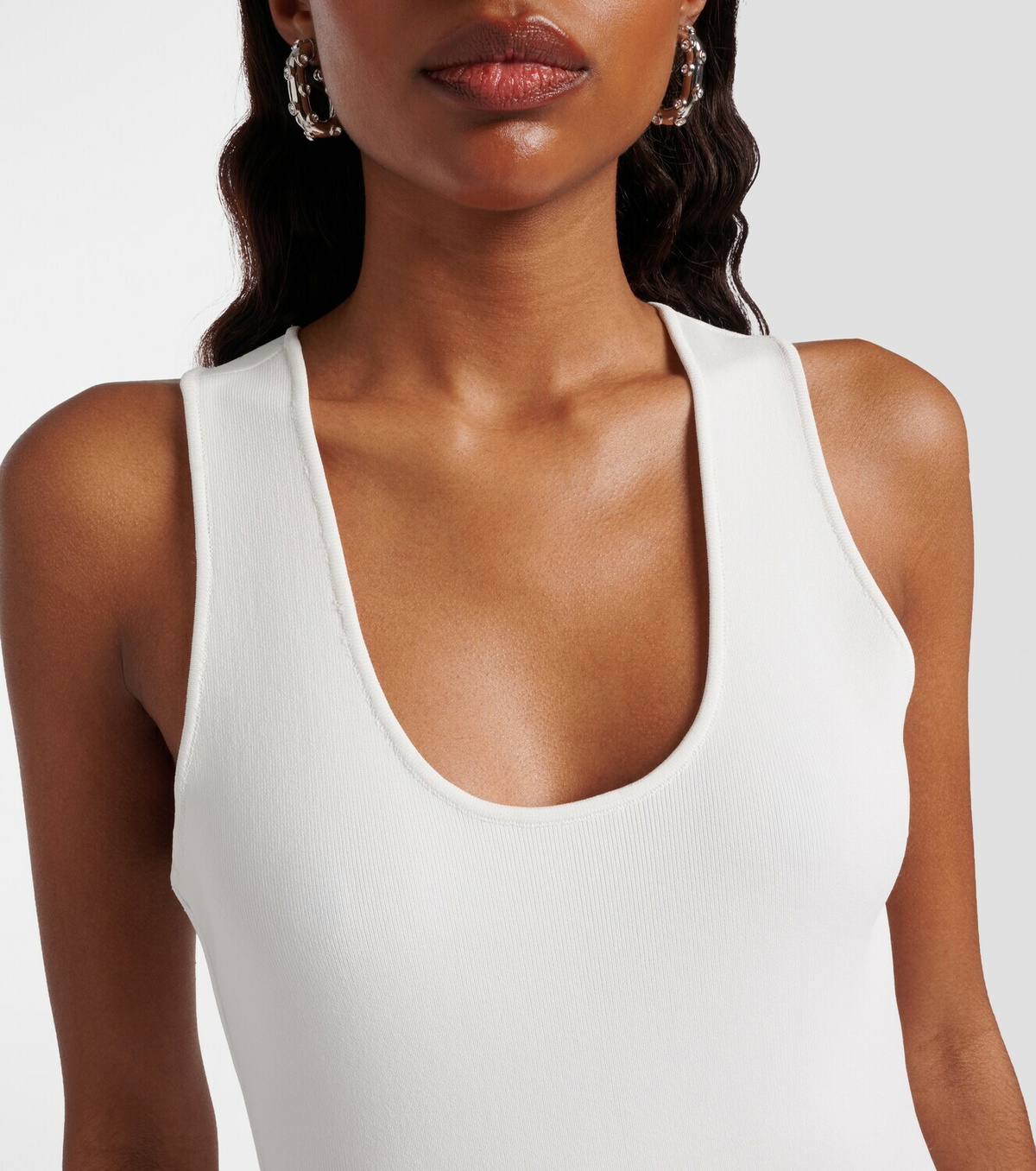 David Koma Fringed ribbed-knit maxi dress