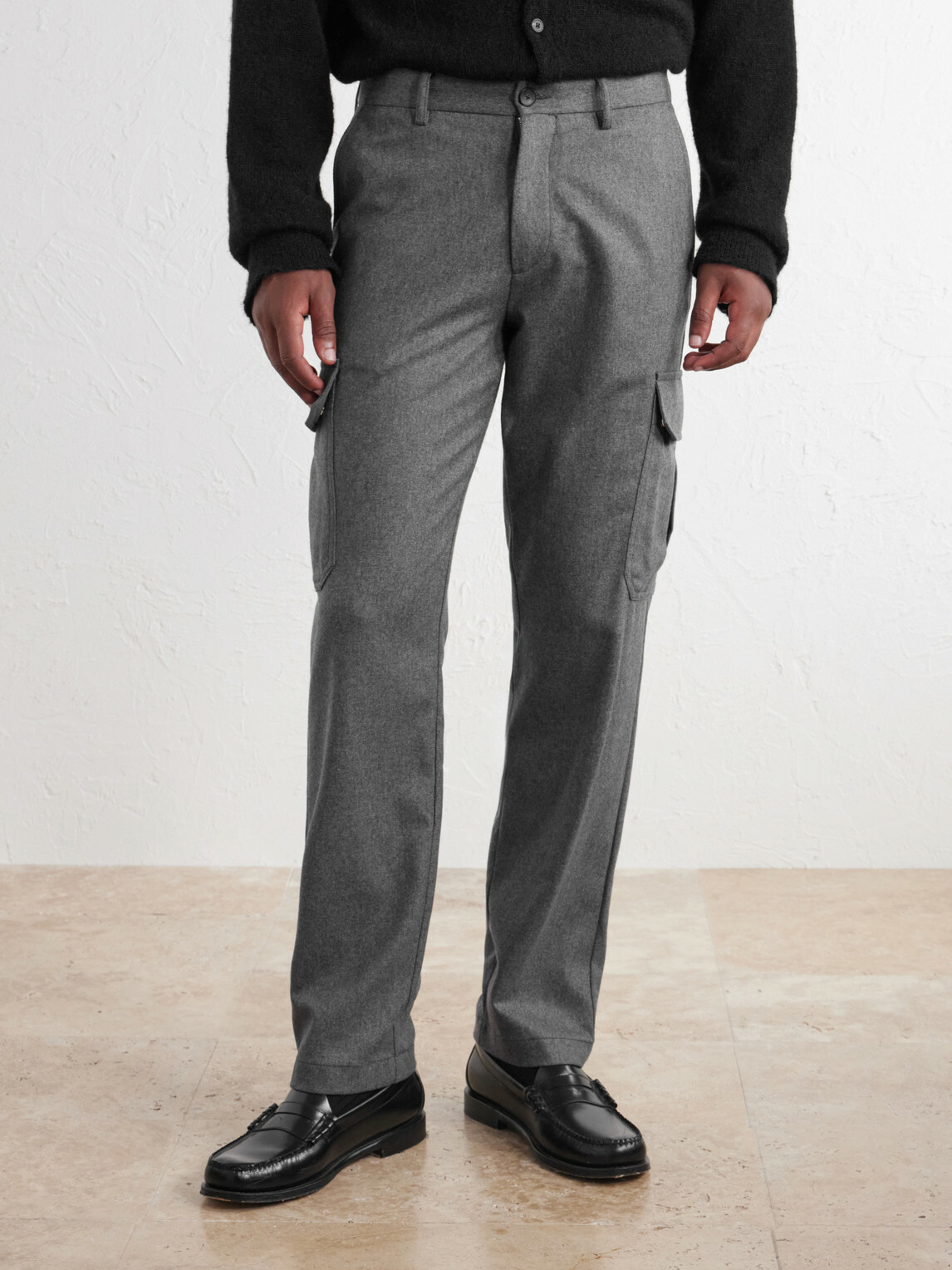 Mr P. - Straight-Leg Wool-Flannel Cargo Trousers - Gray
