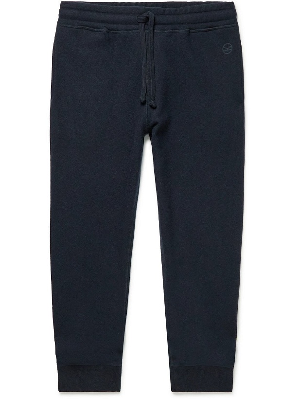 Photo: Kingsman - Slim-Fit Logo-Embroidered Brushed Cashmere Sweatpants - Blue