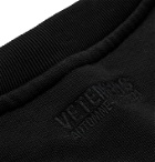 Vetements - Printed Fleece-Back Cotton-Blend Jersey Hoodie - Black