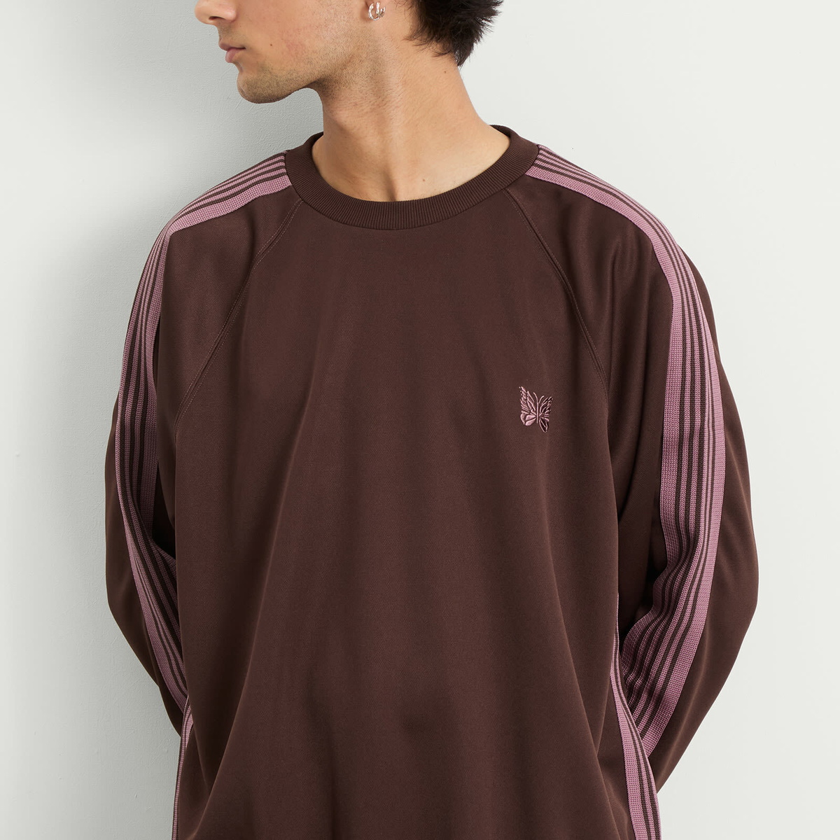 Needles Men's Poly Smooth Crew Neck Sweatshirt in Brown