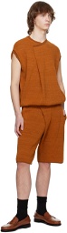 Bianca Saunders Orange Pleat Shorts