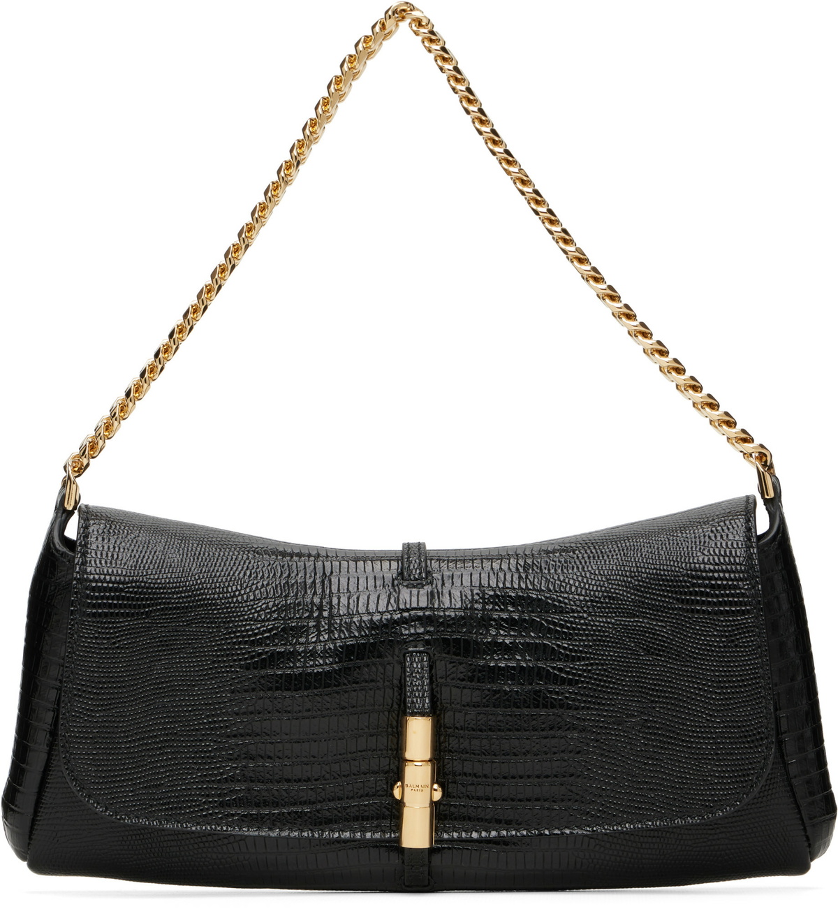BALMAIN Black Balmain Metropolis Embossed Leather Bag