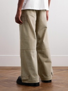 AMI PARIS - Wide-Leg Pleated Cotton-Twill Cargo Trousers - Brown