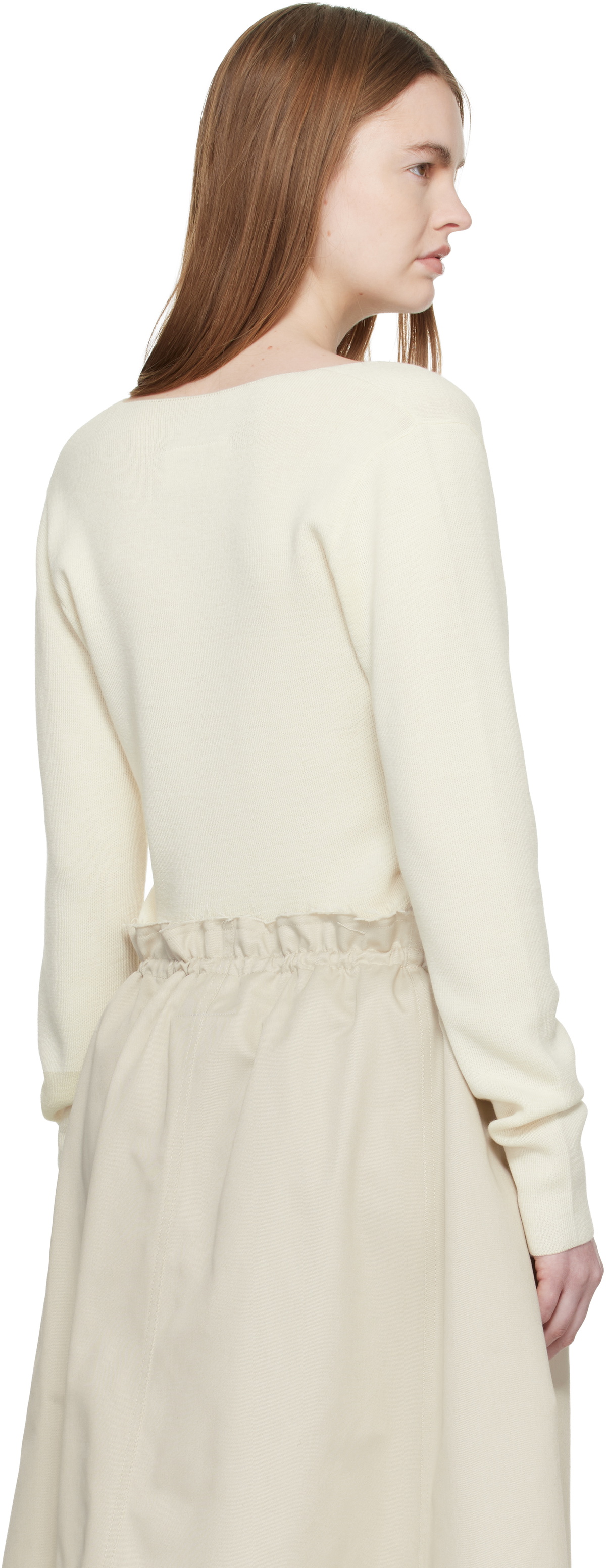 MM6 Maison Margiela Off-White V-Neck Wool Sweater