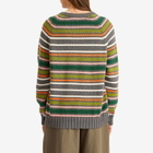 DONNI. Women's Cotton Cashmere Stripe V-Neck Jumper in Charcoal Grey