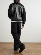 Balmain - Logo-Appliquéd Leather and Wool Varsity Jacket - Black