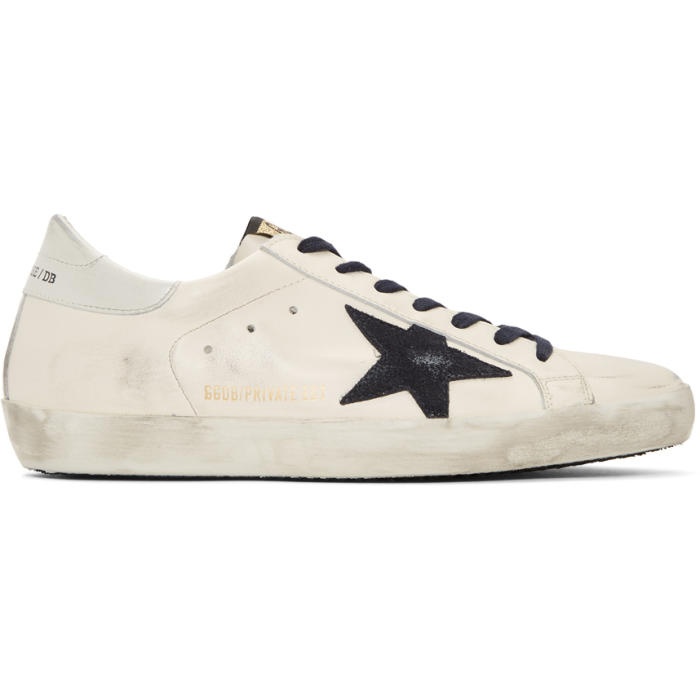 Photo: Golden Goose SSENSE Exclusive White and Navy Superstar Sneakers
