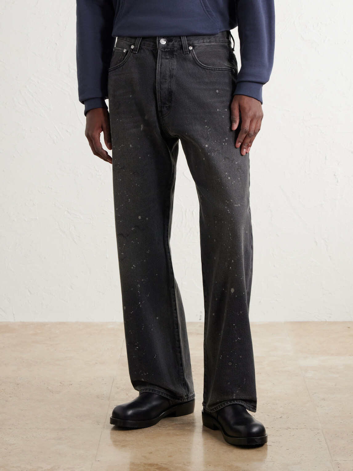 John Elliott - Straight-Leg Paint-Splattered Distressed Jeans - Black
