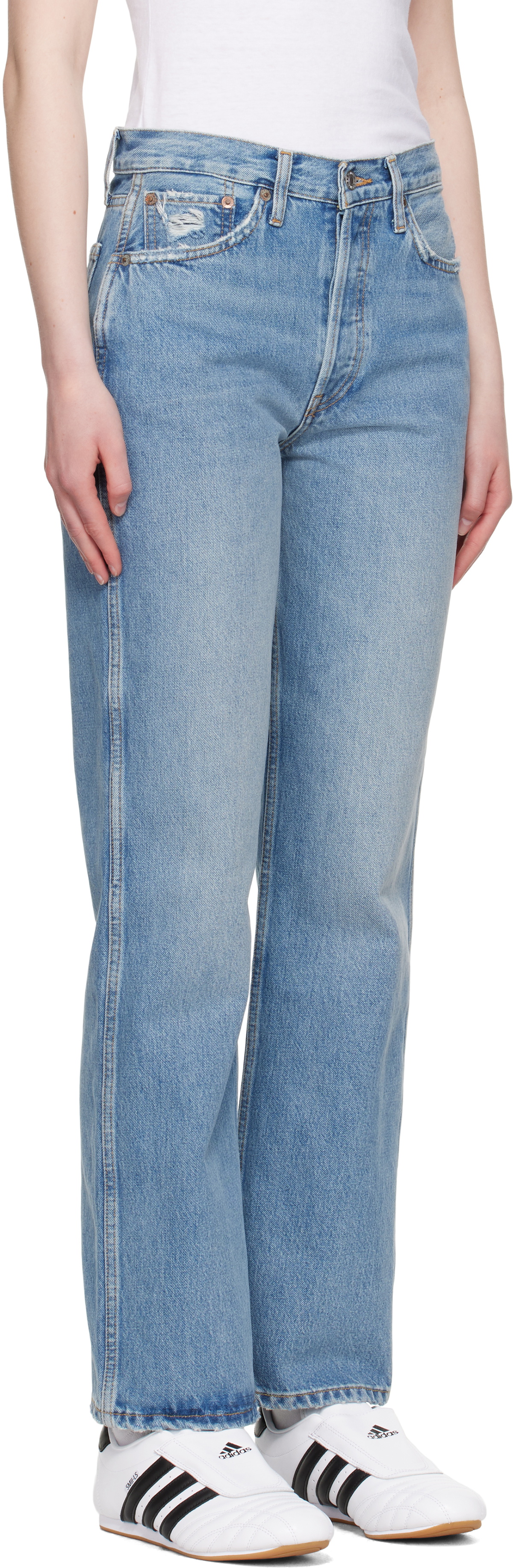 Re/Done Blue High Rise Loose Jeans