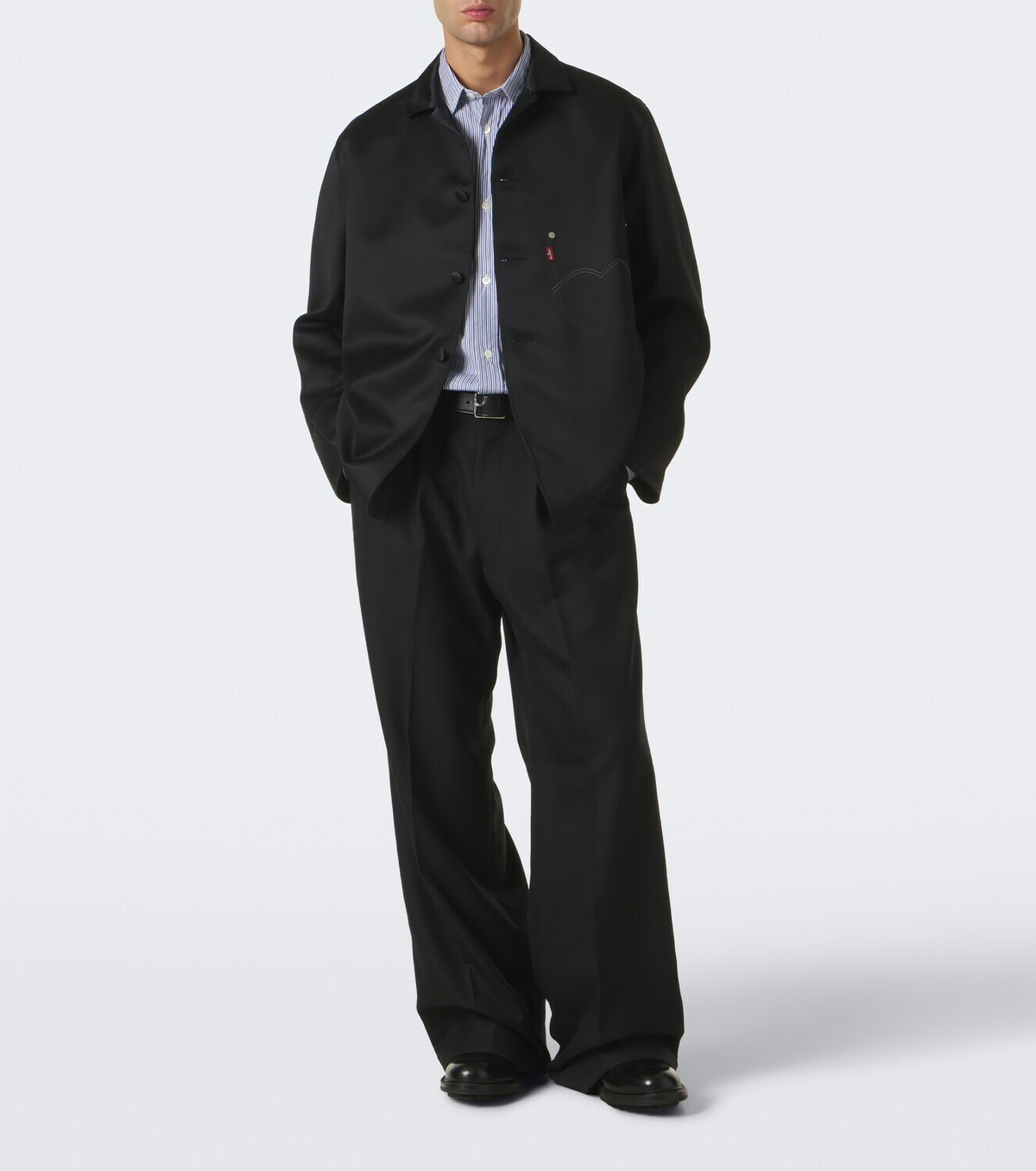 Junya Watanabe Paneled striped cotton shirt