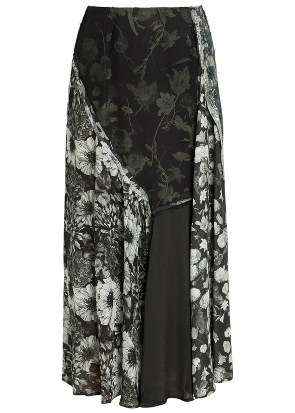 Photo: Maison Margiela Panelled Floral-print Embellished Silk Midi Skirt Multicoloured