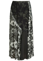 Maison Margiela Panelled Floral-print Embellished Silk Midi Skirt Multicoloured