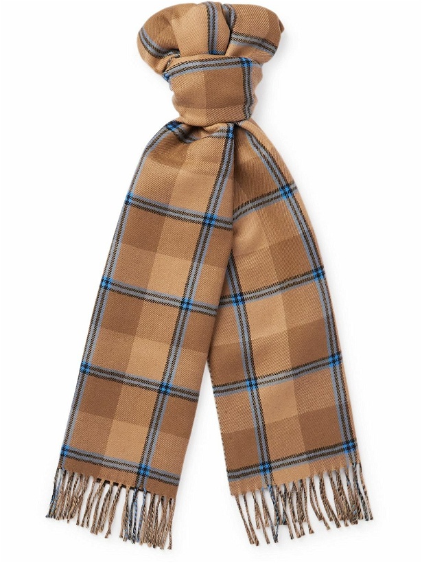 Photo: GUCCI - Fringed Logo-Jacquard and Checked Wool Scarf