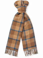 GUCCI - Fringed Logo-Jacquard and Checked Wool Scarf