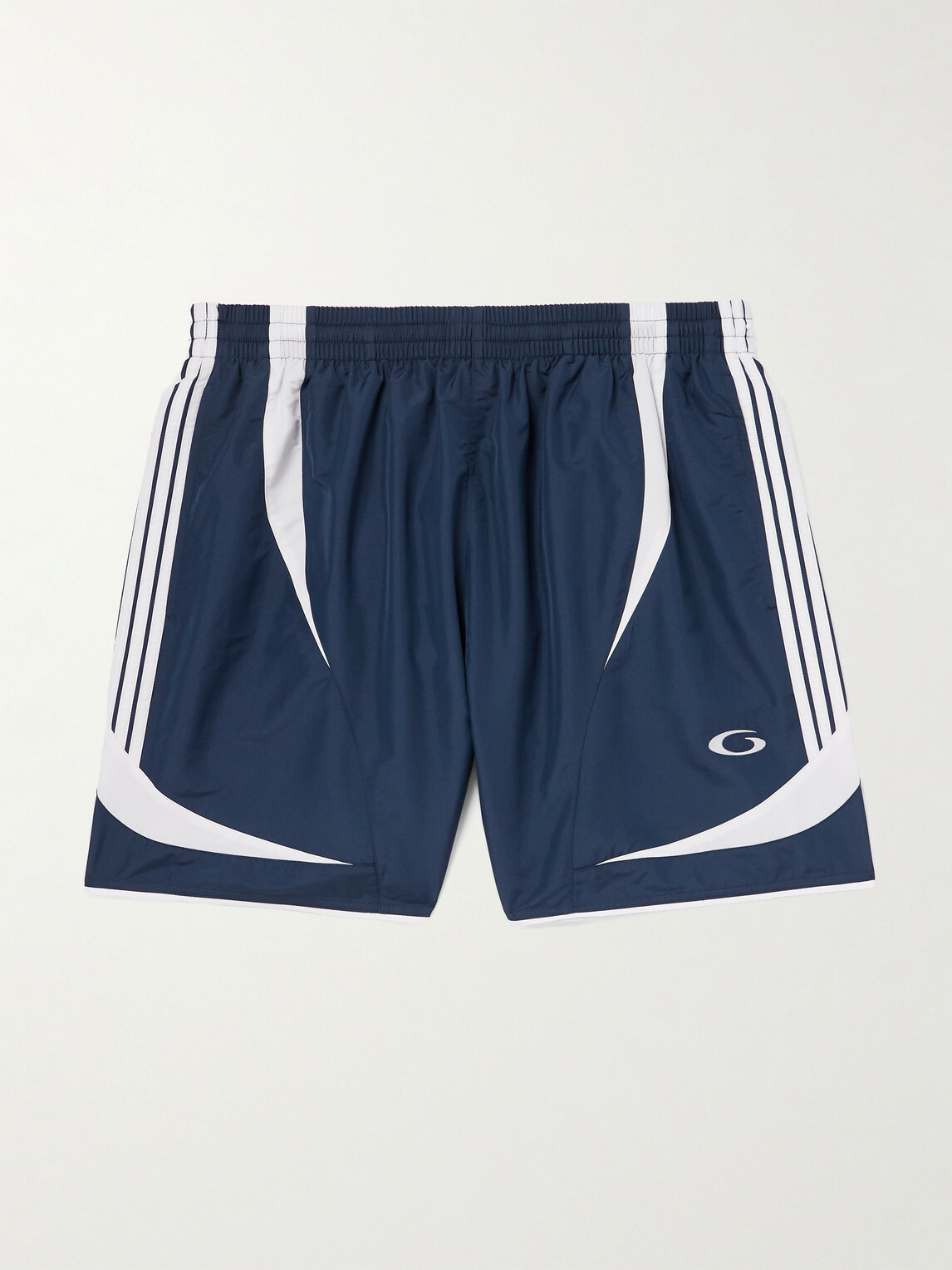 Balenciaga - Straight-Leg Embroidered Striped Swim Shorts - Blue