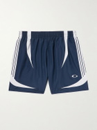 Balenciaga - Straight-Leg Embroidered Striped Swim Shorts - Blue