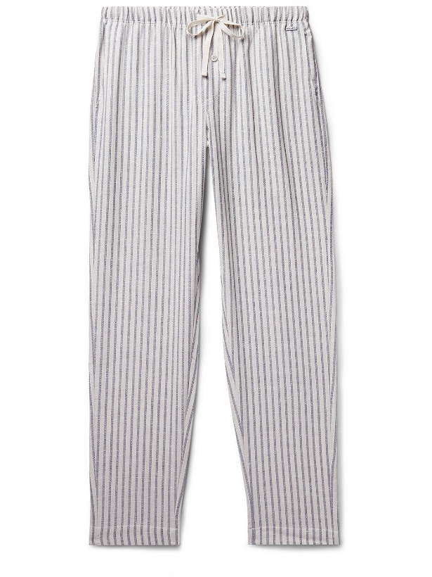 Photo: Hanro - Anteo Striped Linen and Cotton-Blend Pyjama Trousers - Neutrals