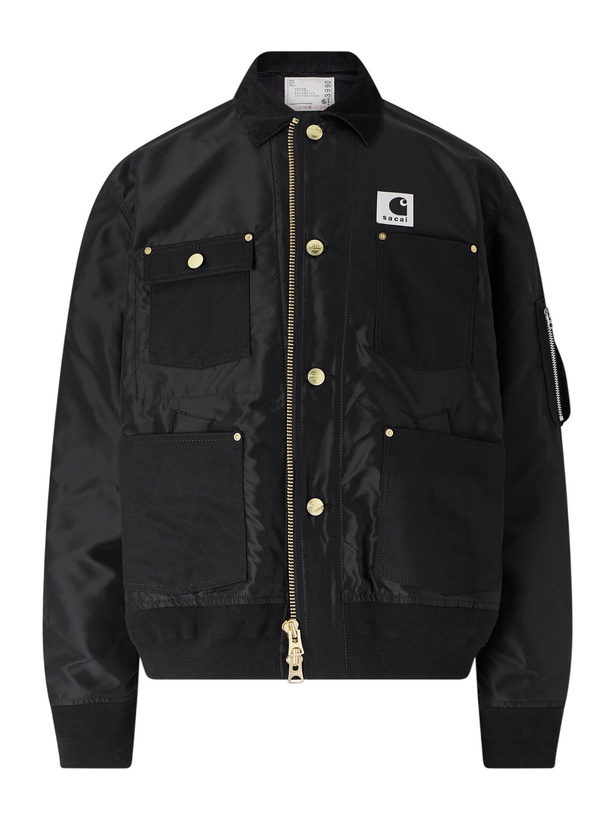 Photo: Sacai - Carhart WIP Padded Shell and Cotton-Twill Bomber Jacket - Black