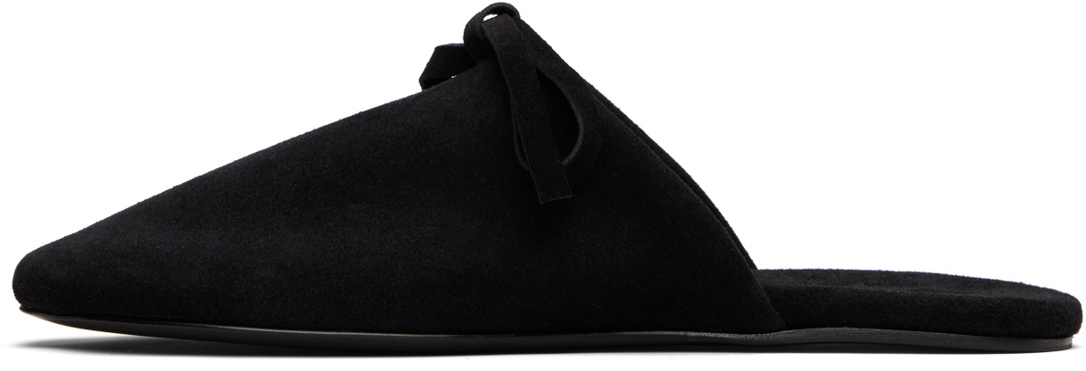 MARIE ADAM-LEENAERDT Black Bow Suede Slippers