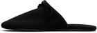 MARIE ADAM-LEENAERDT Black Bow Suede Slippers