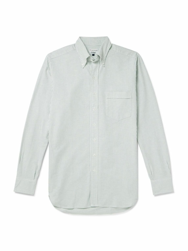 Photo: Kingsman - Button-Down Collar Striped Cotton Oxford Shirt - Green