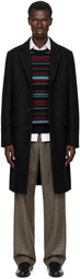 Dries Van Noten Black Single-Breasted Wool Coat